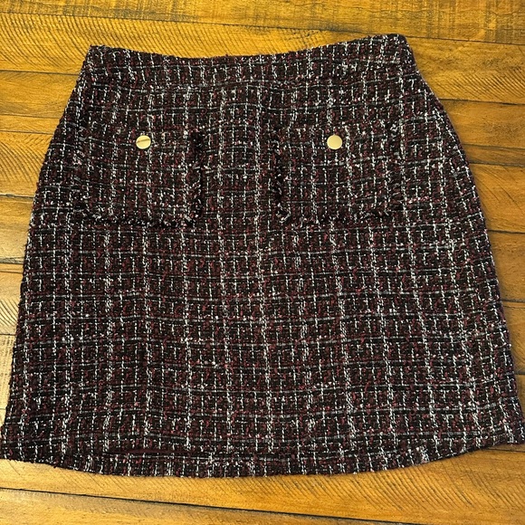 Loft Size 4 Sherri Tweed Shift Skirt Purple Multi Colored - Picture 2 of 7
